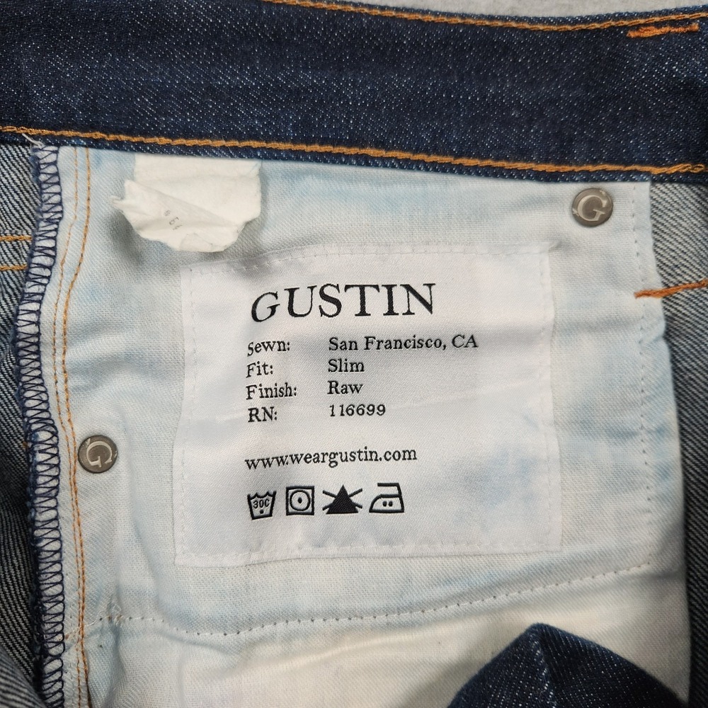 Gustin Selvedge Jeans 32x30 Blue Dark Wash Indigo Red Line Slim Fit Made In USA - Picture 9 of 16